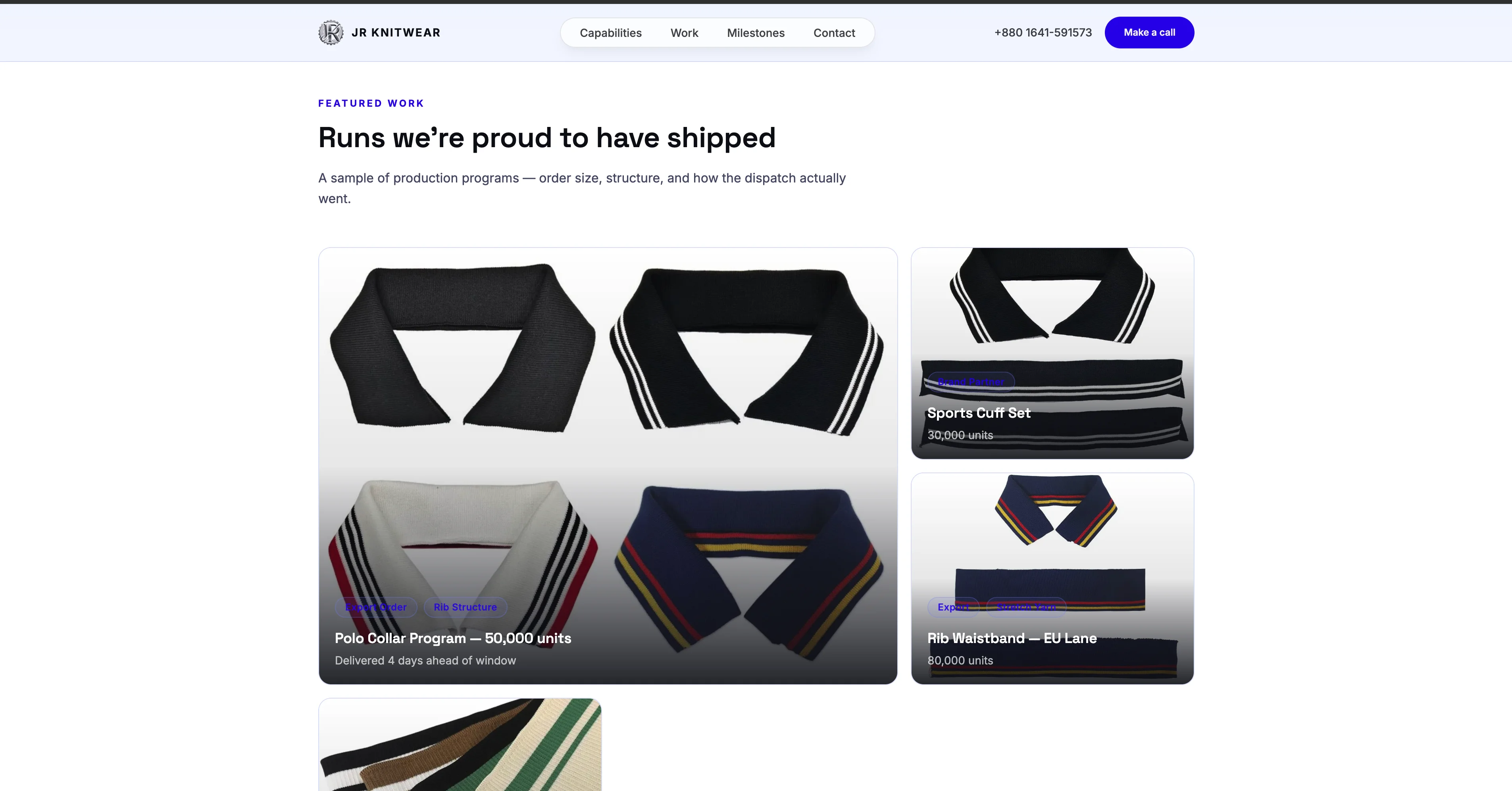 JR Knitwear Corporate Website - Buyer RFQ Funnel