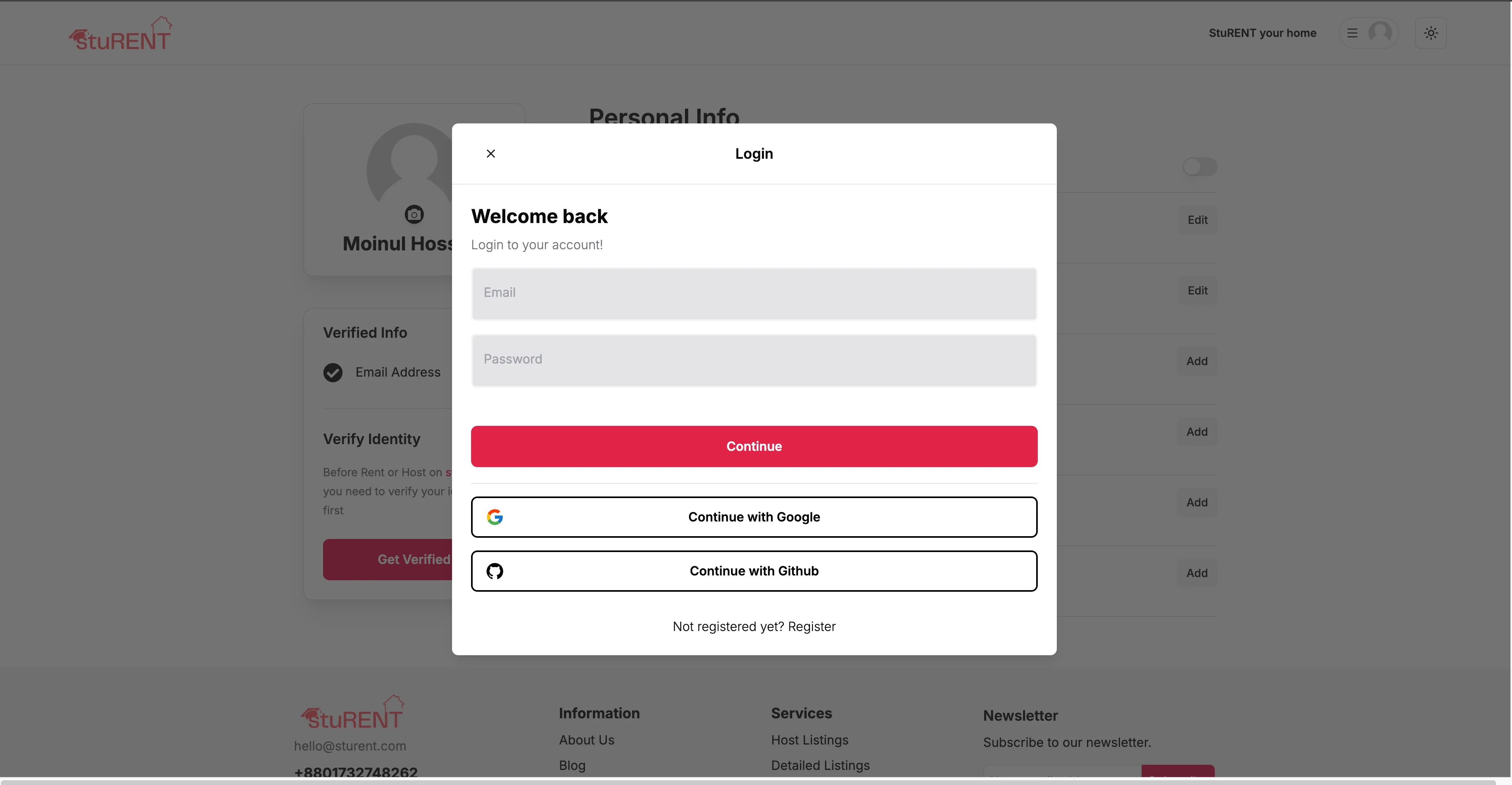 stuRENT - Interactive Workflow & Feature Flow